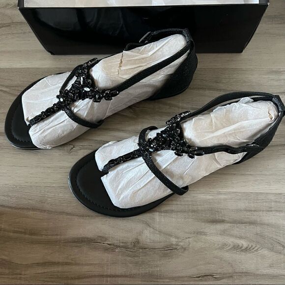 NWT G by Guess Deers black jeweled BLING sandals size 11 & 10. Glitter upper - Picture 8 of 13